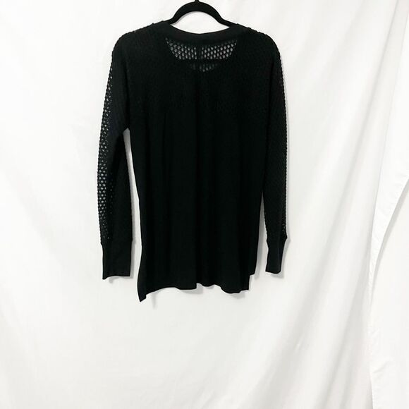 Gibson Mesh Lightweight Long Sleeve Black Sweater Size M - Picture 3 of 9
